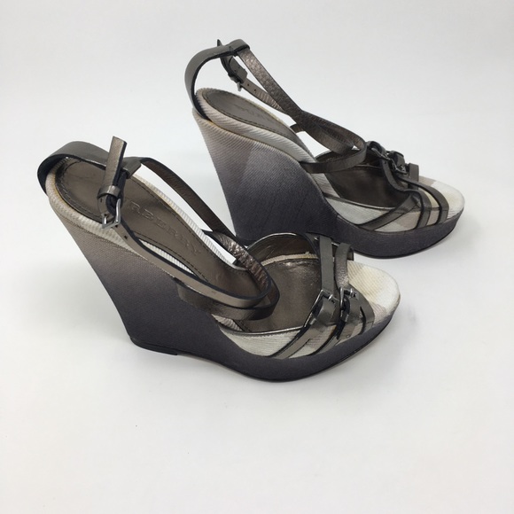 Burberry Shoes - Burberry gray white check wedges